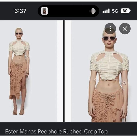 Ester Manas mesh “peephole” crop top + ruffled skirt (set) - Picture 3 of 5